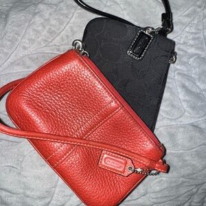 Coach Red leather and Black Wristlets